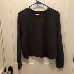 Aerie Cropped Distressed Sweatshirt